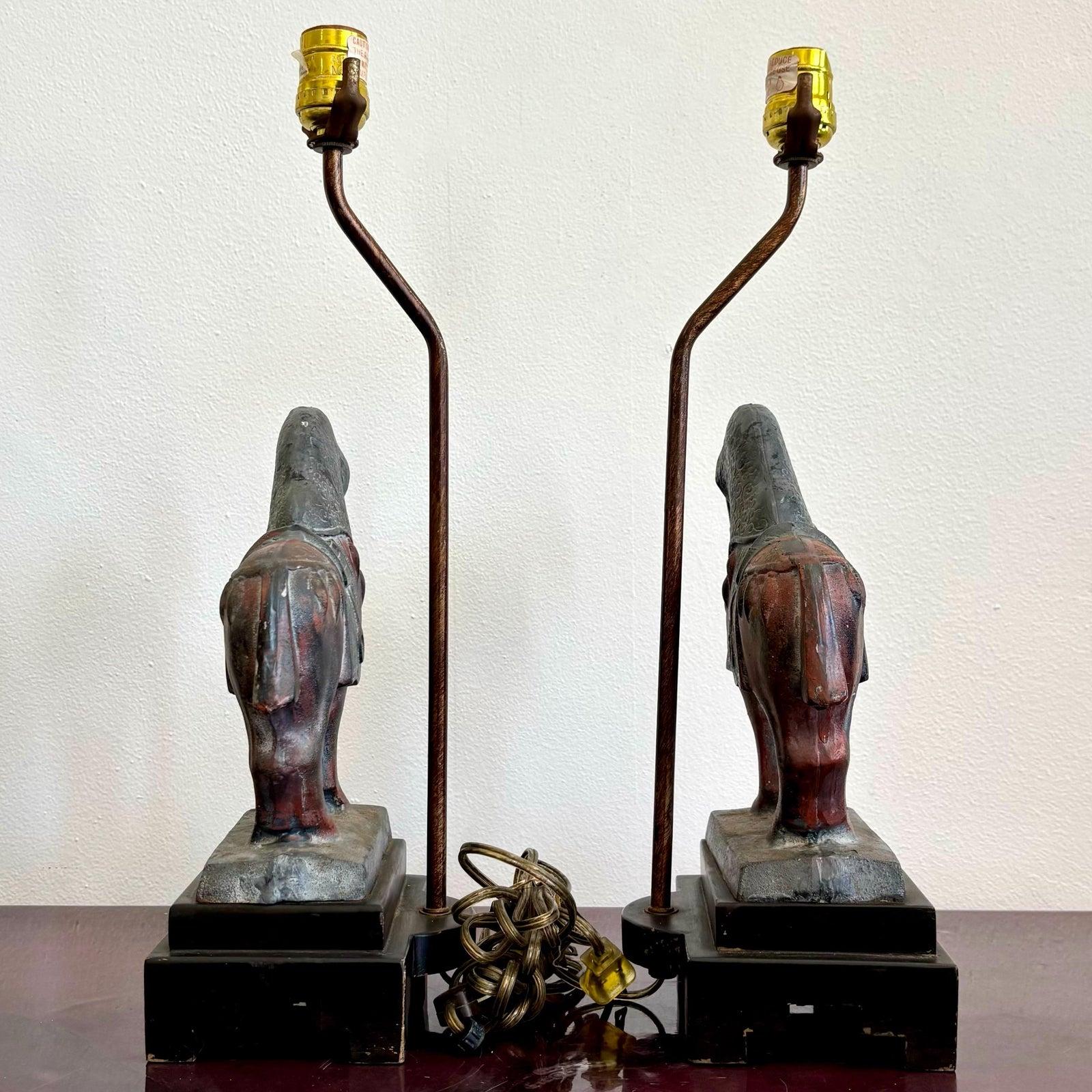 Vintage Boho Pferd Lampe Paar (amerikanisch) im Angebot