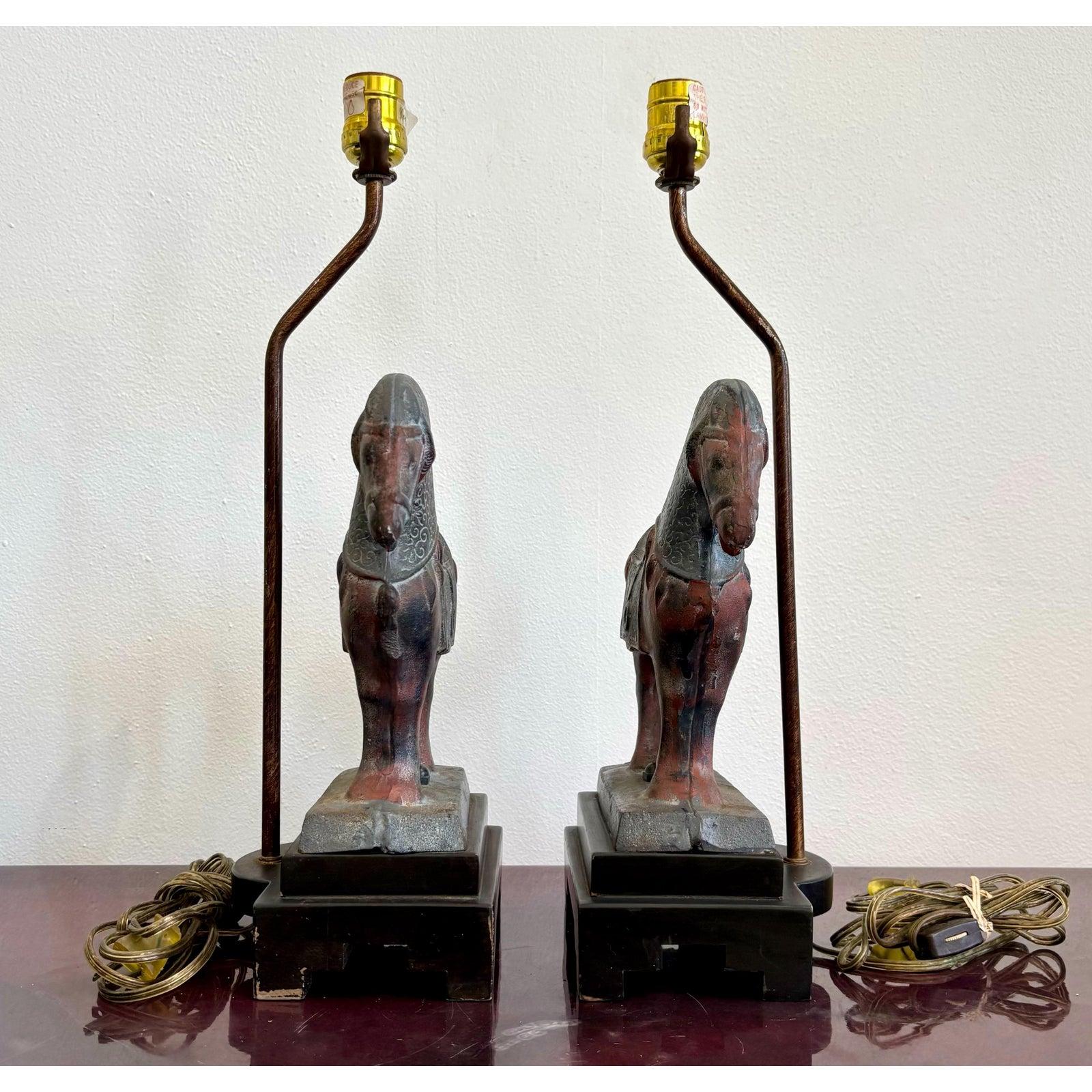 Vintage Boho Pferd Lampe Paar im Zustand „Gut“ im Angebot in West Palm Beach, FL