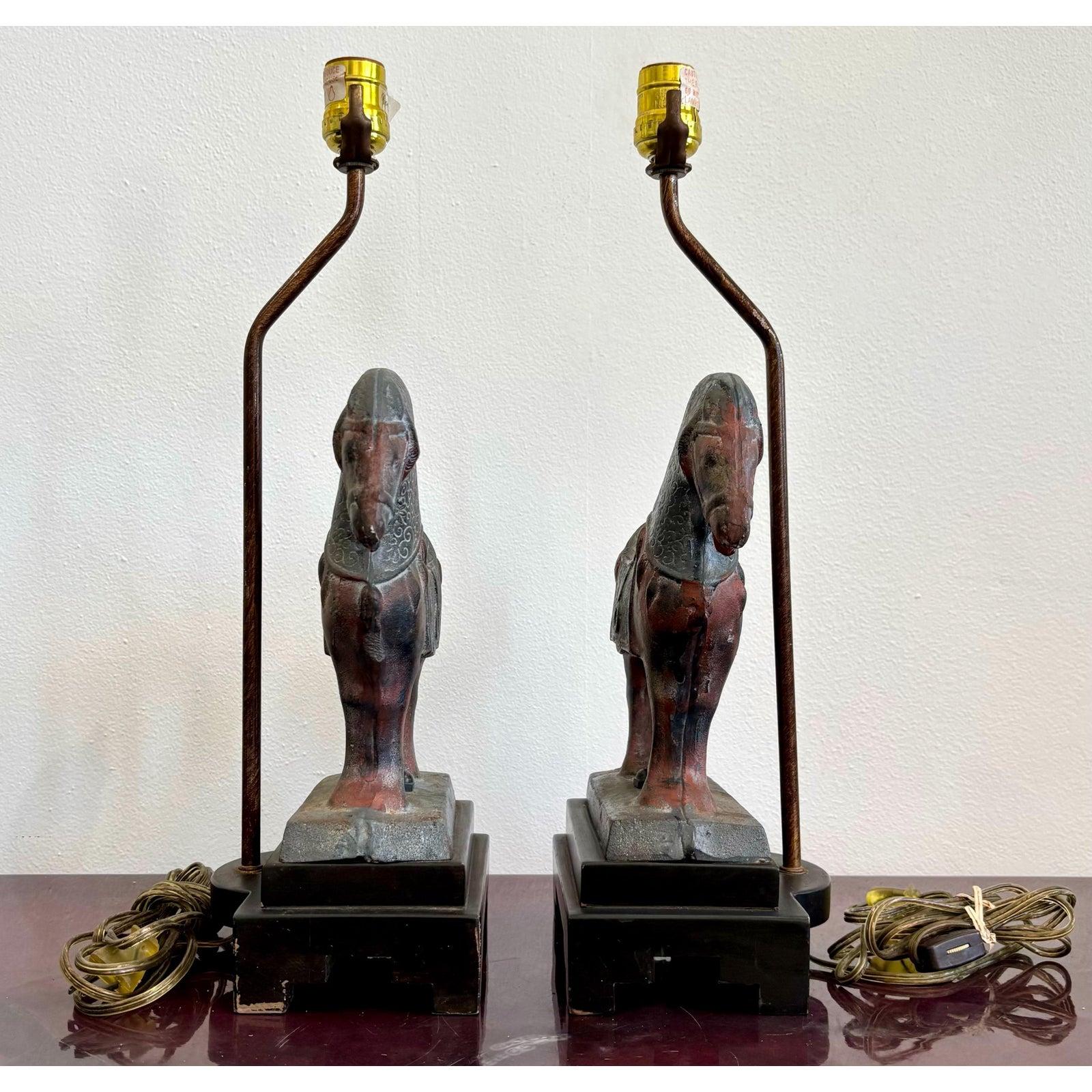 Vintage Boho Pferd Lampe Paar (20. Jahrhundert) im Angebot