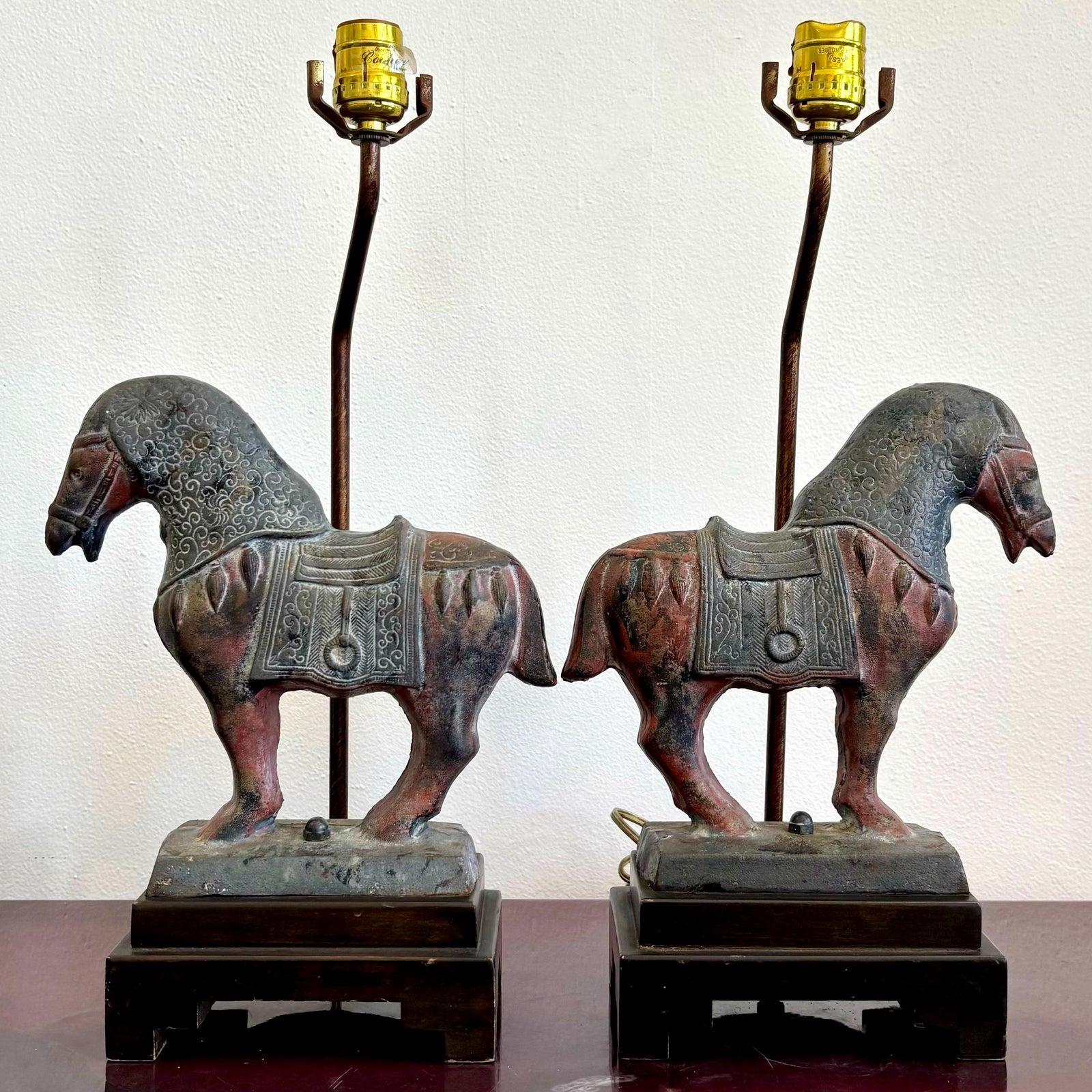 Vintage Boho Pferd Lampe Paar im Angebot 1