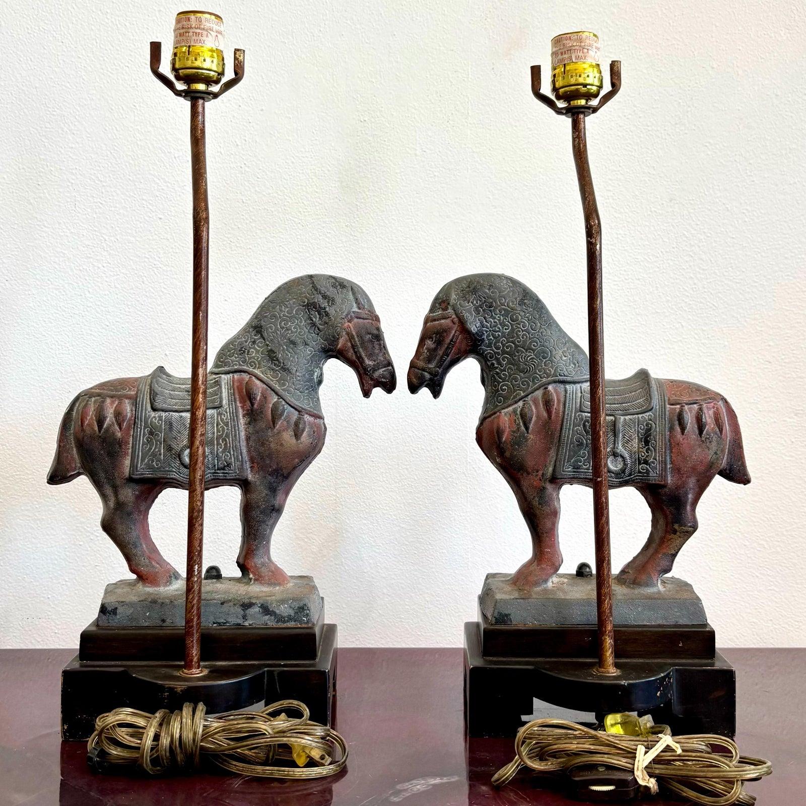 Vintage Boho Pferd Lampe Paar im Angebot 2