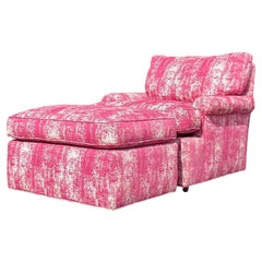 Vintage Boho Hot Pink Lounge Chair and Ottoman