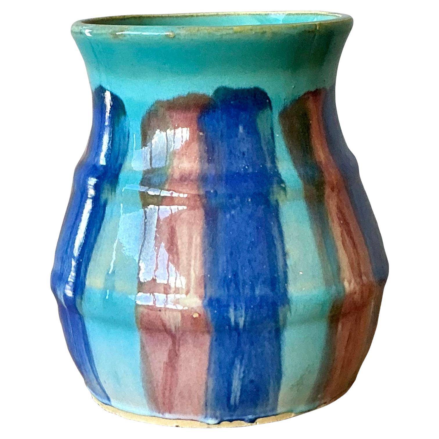 Vaso vintage in ceramica smaltata Boho Hull Pottery