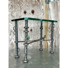 Vintage Boho Ilana Goor Rebar Birds Side Table