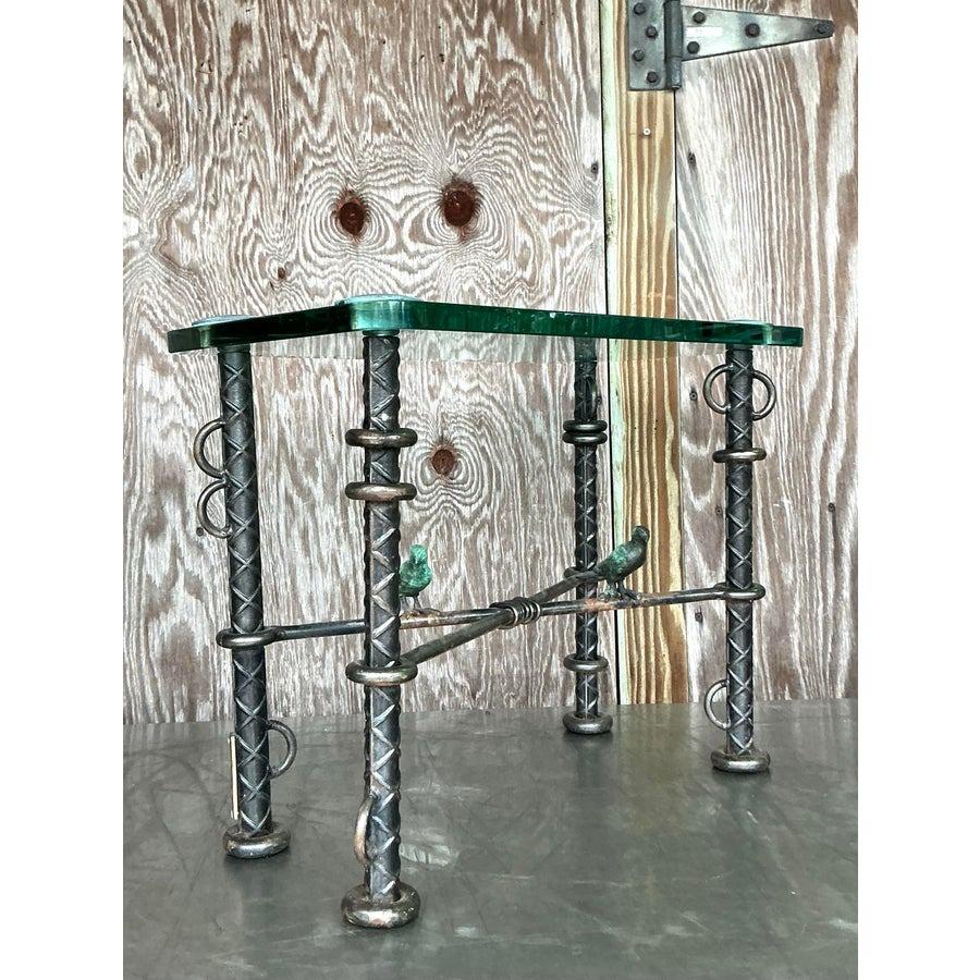 Vintage Boho Ilana Goor Rebar Birds Side Table For Sale 2