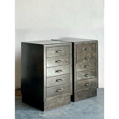 Vintage Boho Industrial Chests - A Pair