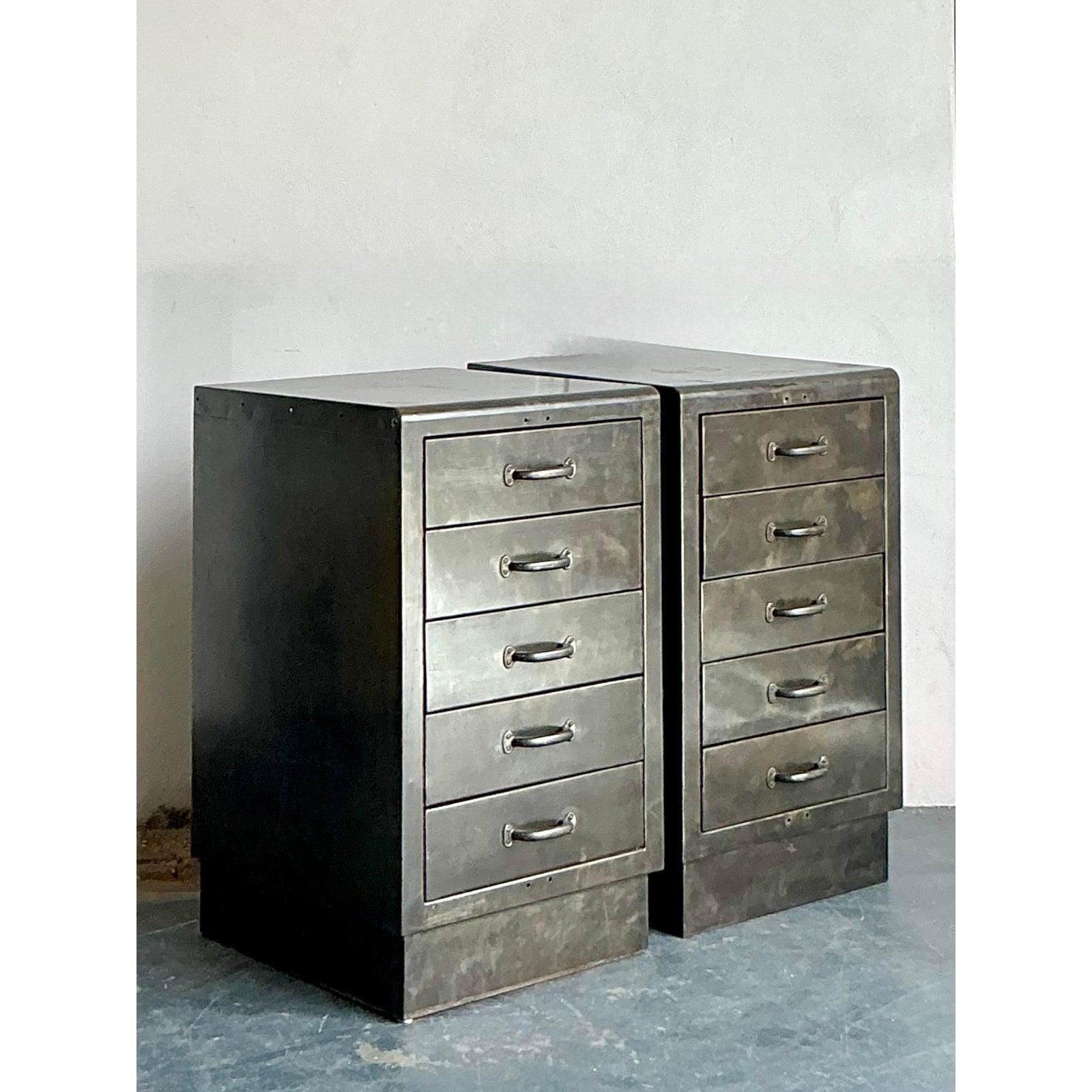 Vintage Boho Industrial Chests - A Pair For Sale 3