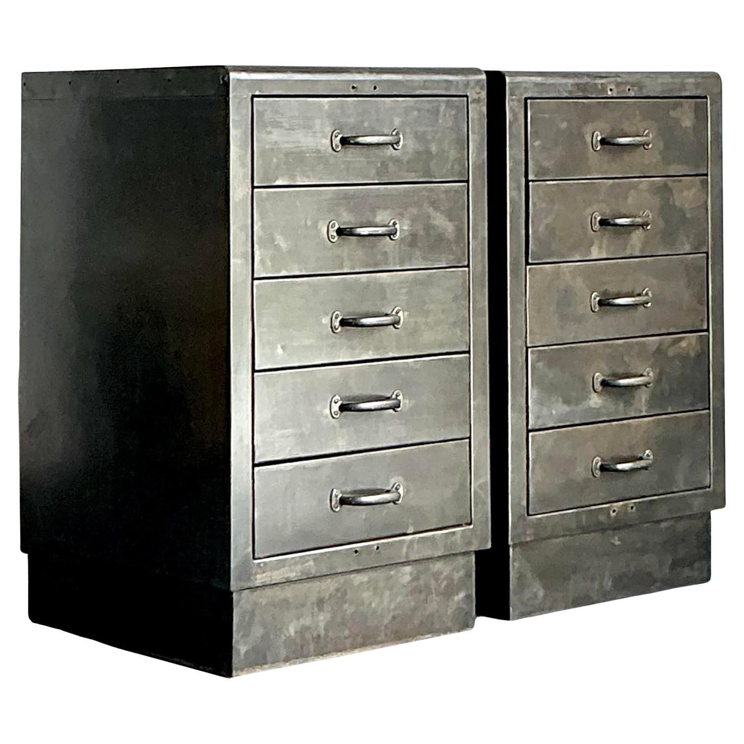 Vintage Boho Industrial Chests - A Pair For Sale