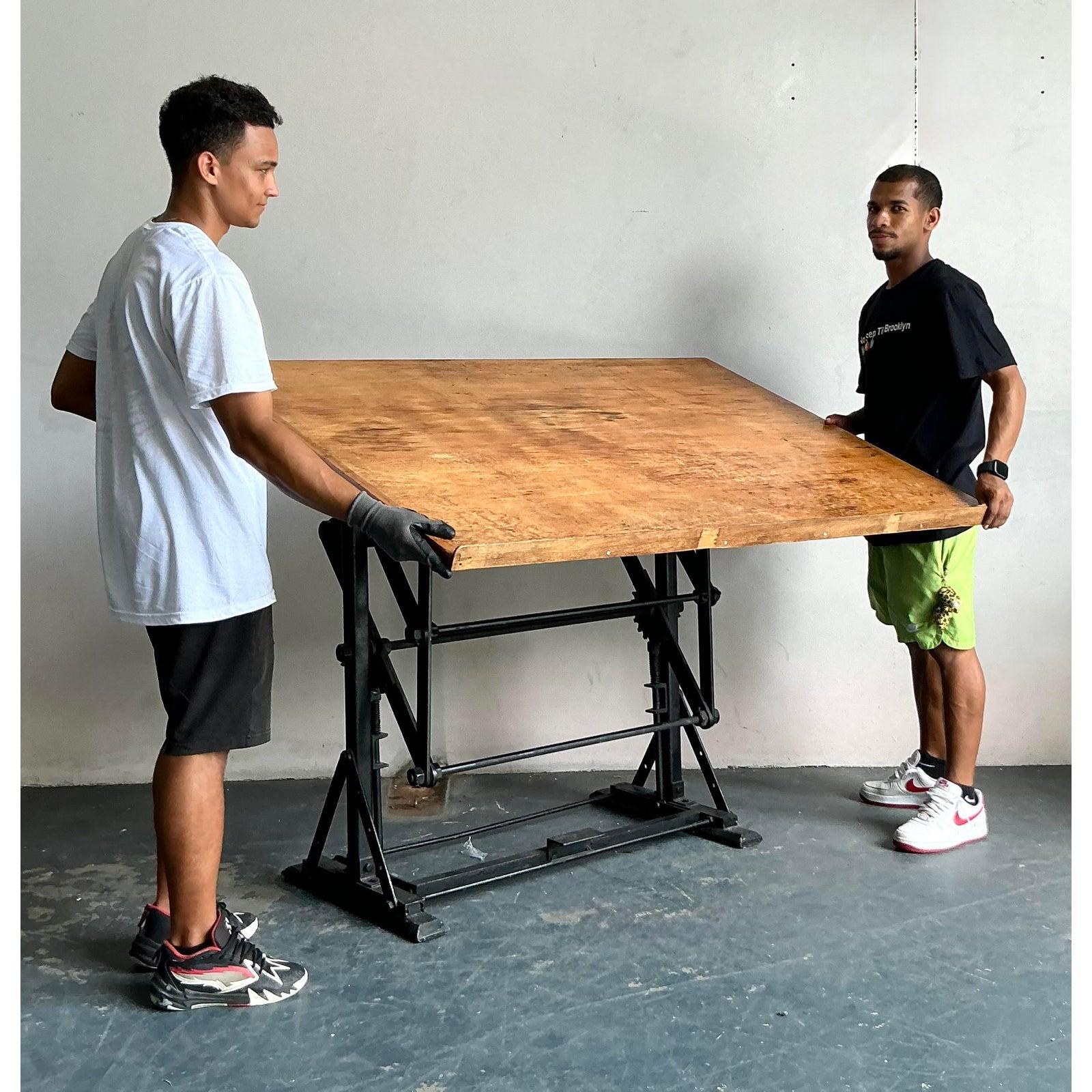 Vintage Boho Industrial Drafting Desk In Good Condition For Sale In West Palm Beach, FL