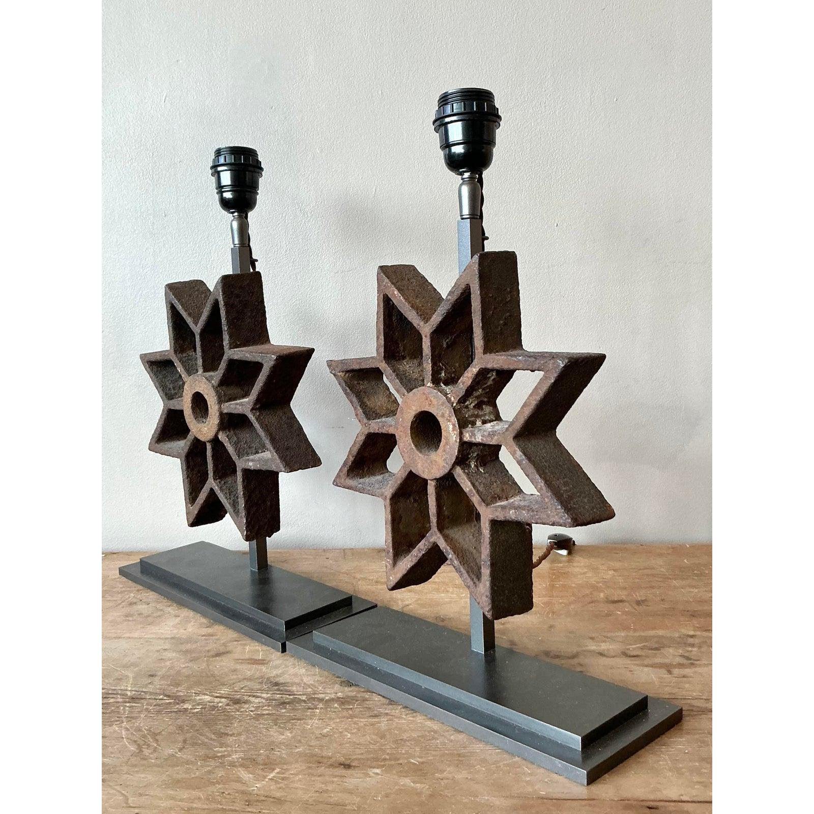 Lampes à moules étoilées vintage boho industriel - la paire en vente 3