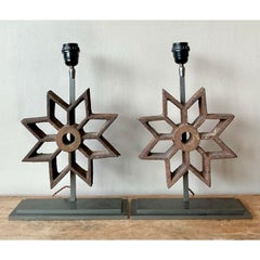 Vintage Boho Industrial Star Mold Lamps - A Pair