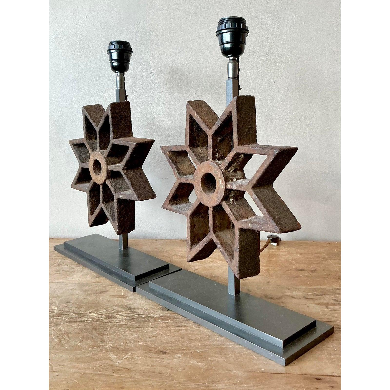 Lampes à moules étoilées vintage boho industriel - la paire en vente 1