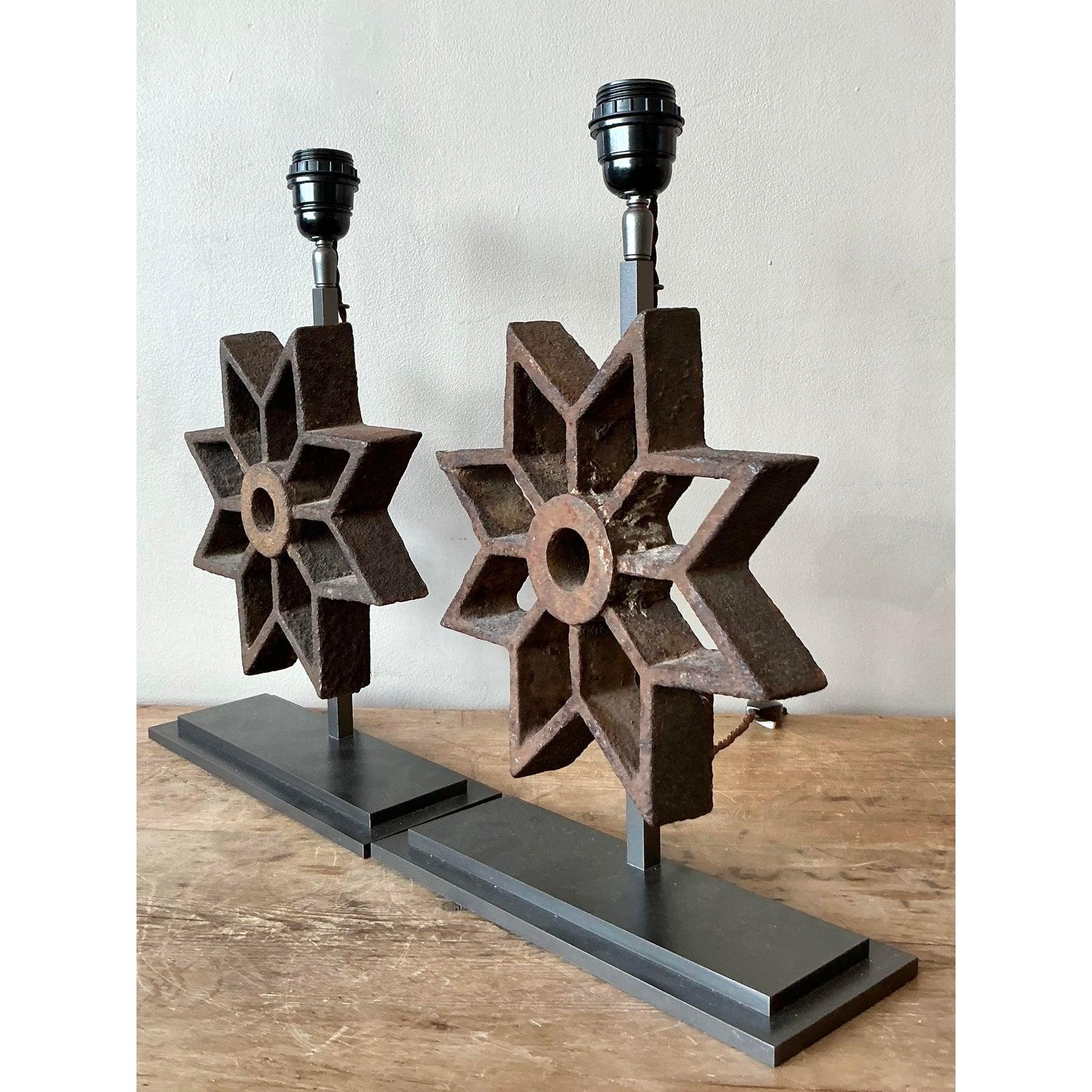 Lampes à moules étoilées vintage boho industriel - la paire en vente 2