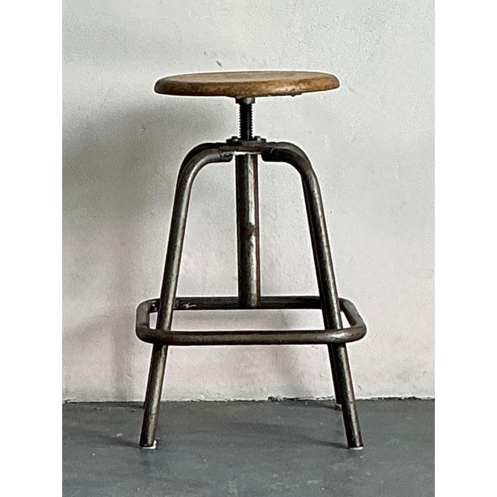 Vintage Boho Industrial Stool siglo XX en venta
