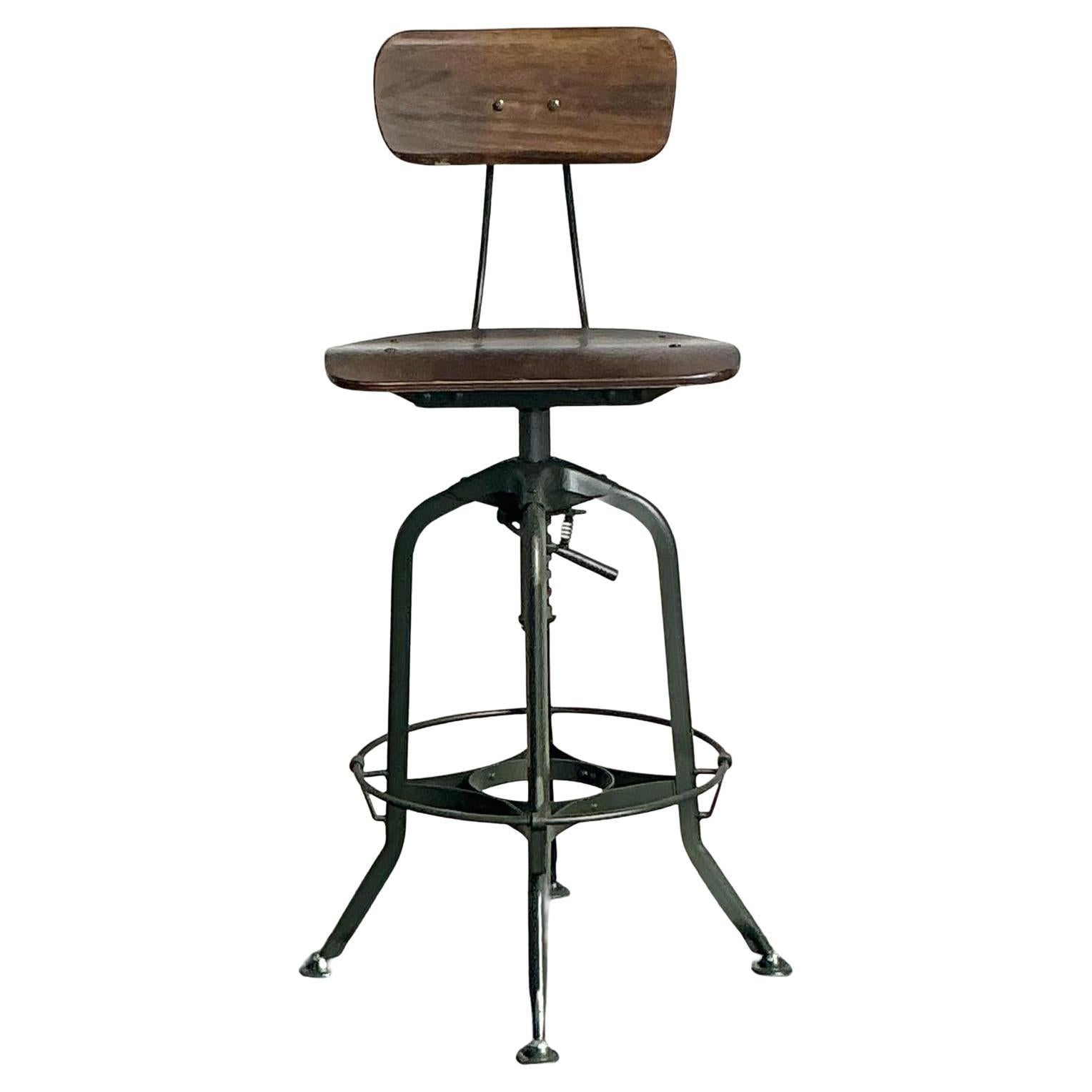 Vintage Boho Industrial Swivel Stool