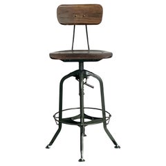 Vintage Boho Industrial Swivel Stool