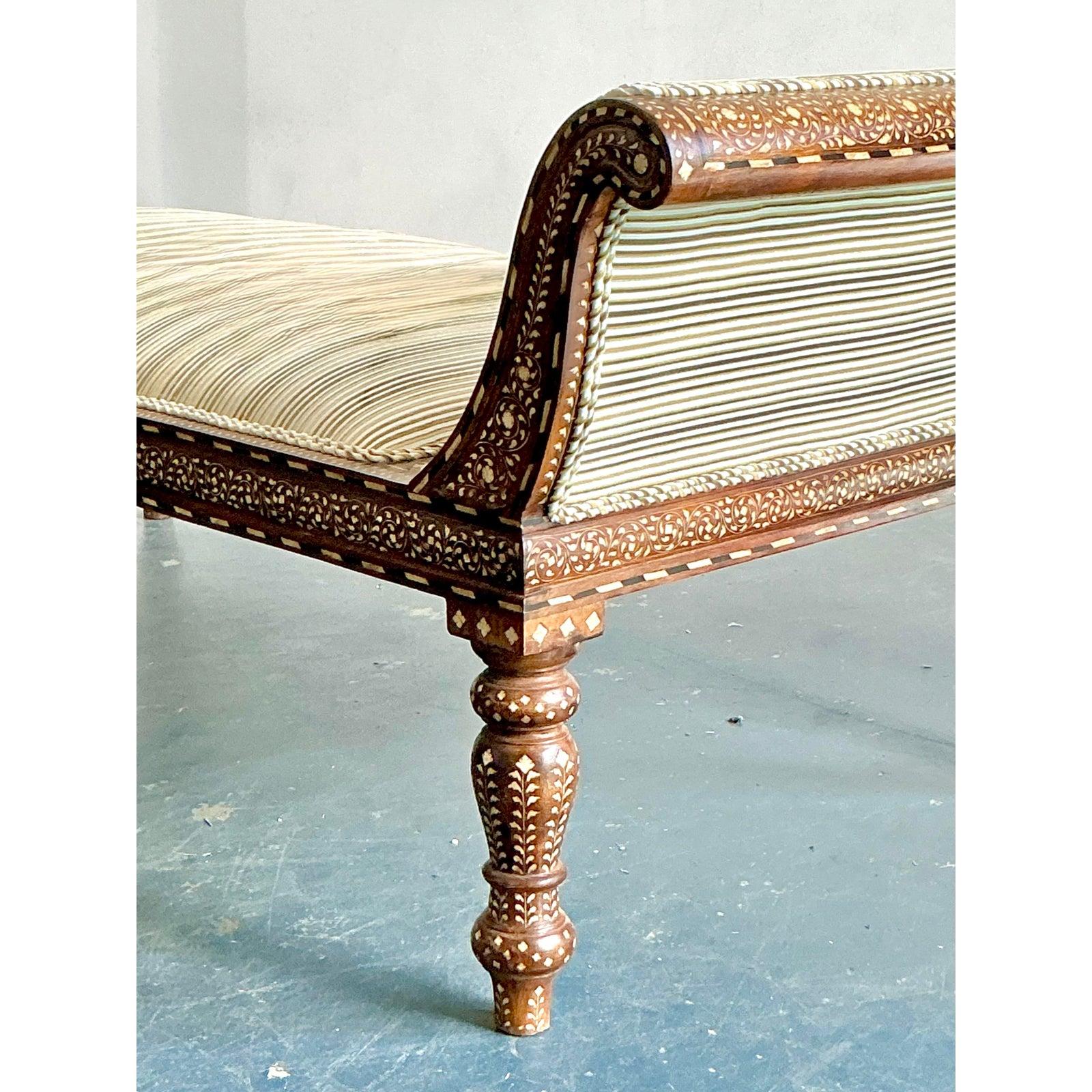 Vintage Boho Inlay Chaise Lounge en vente 4