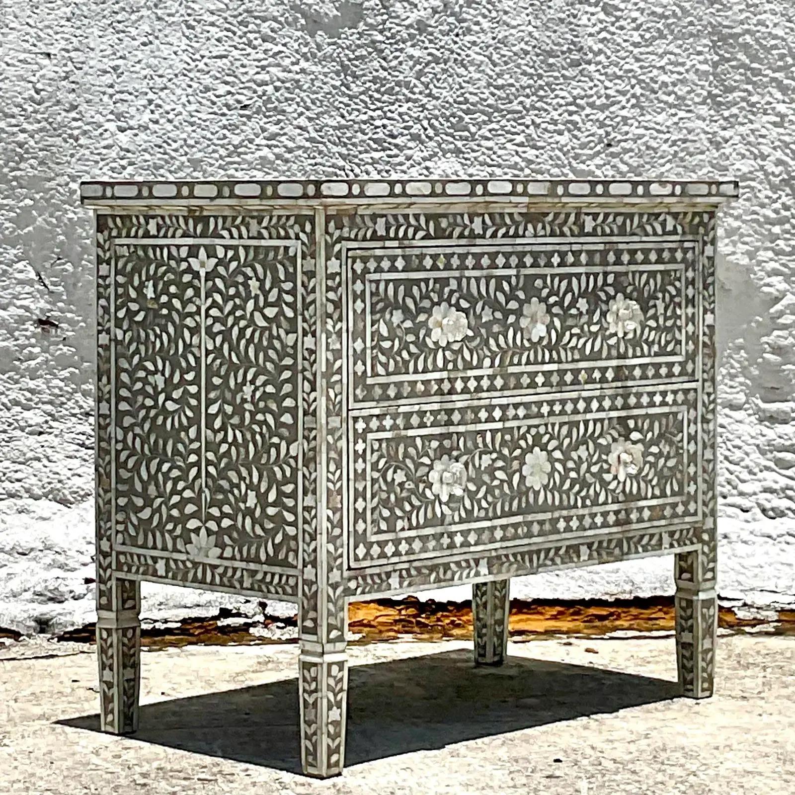 Vintage Boho Inlay Chest of Drawers at 1stDibs