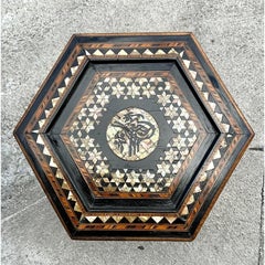 Vintage Boho Inlay Drinks Table