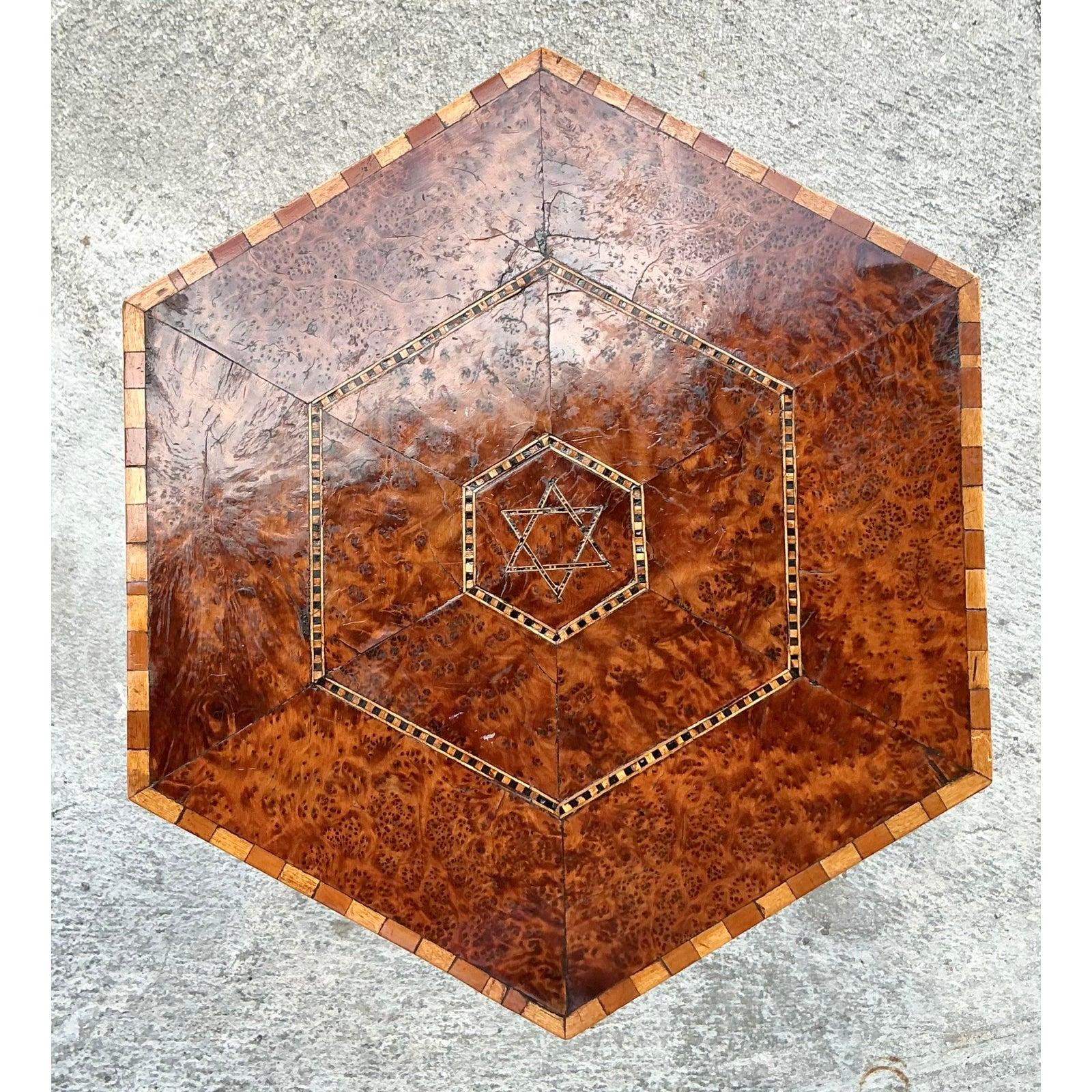 Marocain Table à boissons vintage Boho incrustée en vente