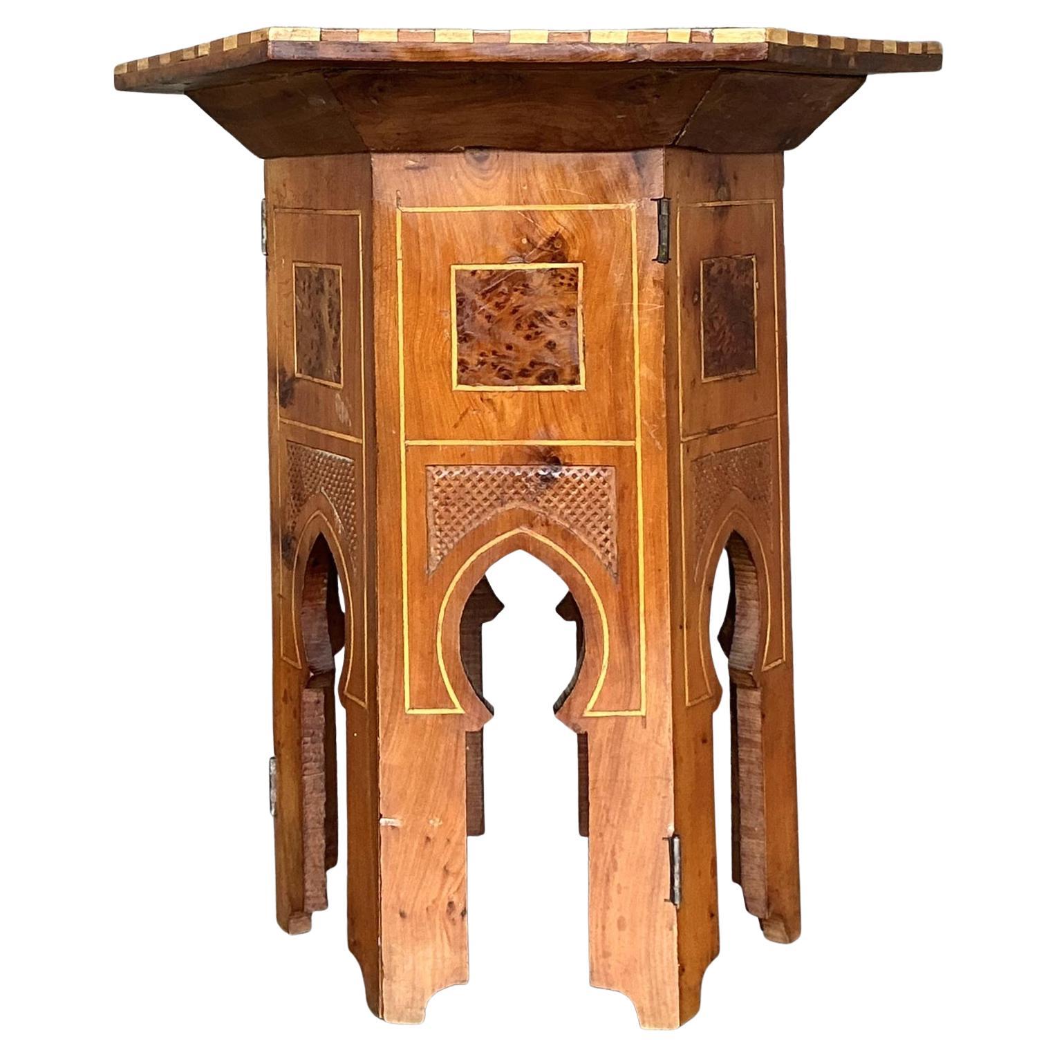 Vintage Boho Inlay Drinks Table