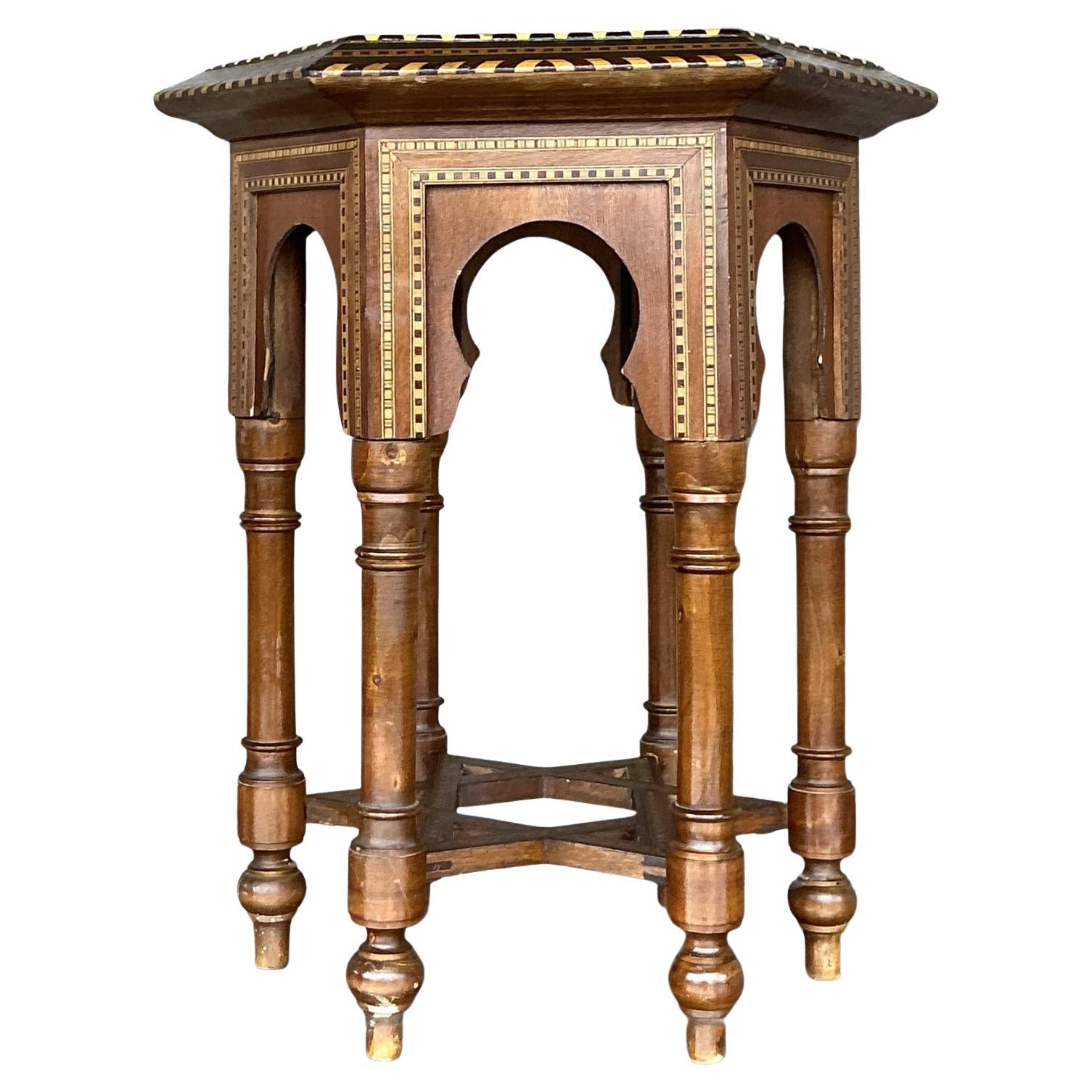 Vintage Boho Inlay Drinks Table