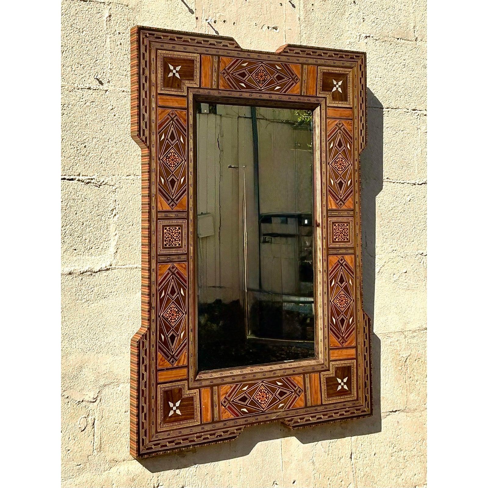 Coquillage Miroir Boho vintage avec incrustation en vente