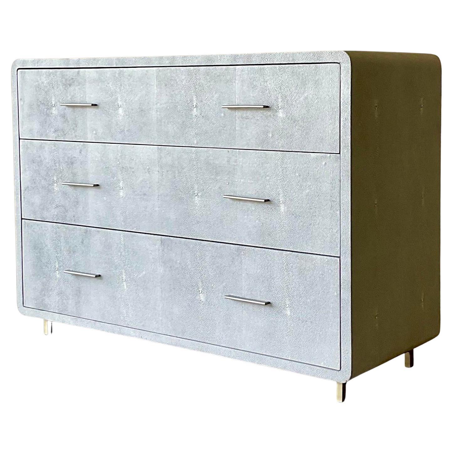 Vintage Boho Interlude “Calypso” Faux Shagreen Chest Zoe Drawers For Sale