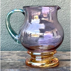 Vintage Boho Iridescent Glass Pitcher