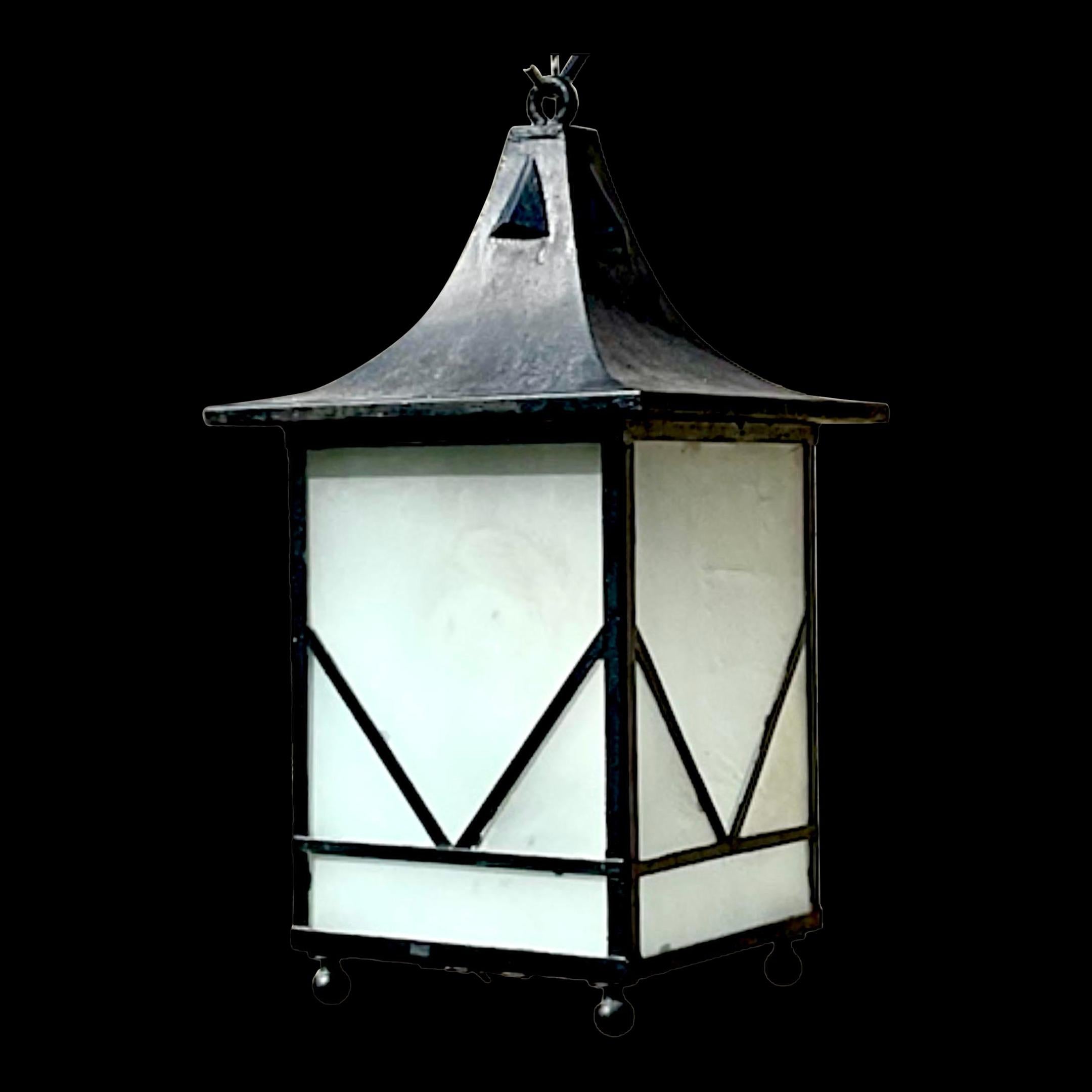 20th Century Vintage Boho Iron Lantern For Sale