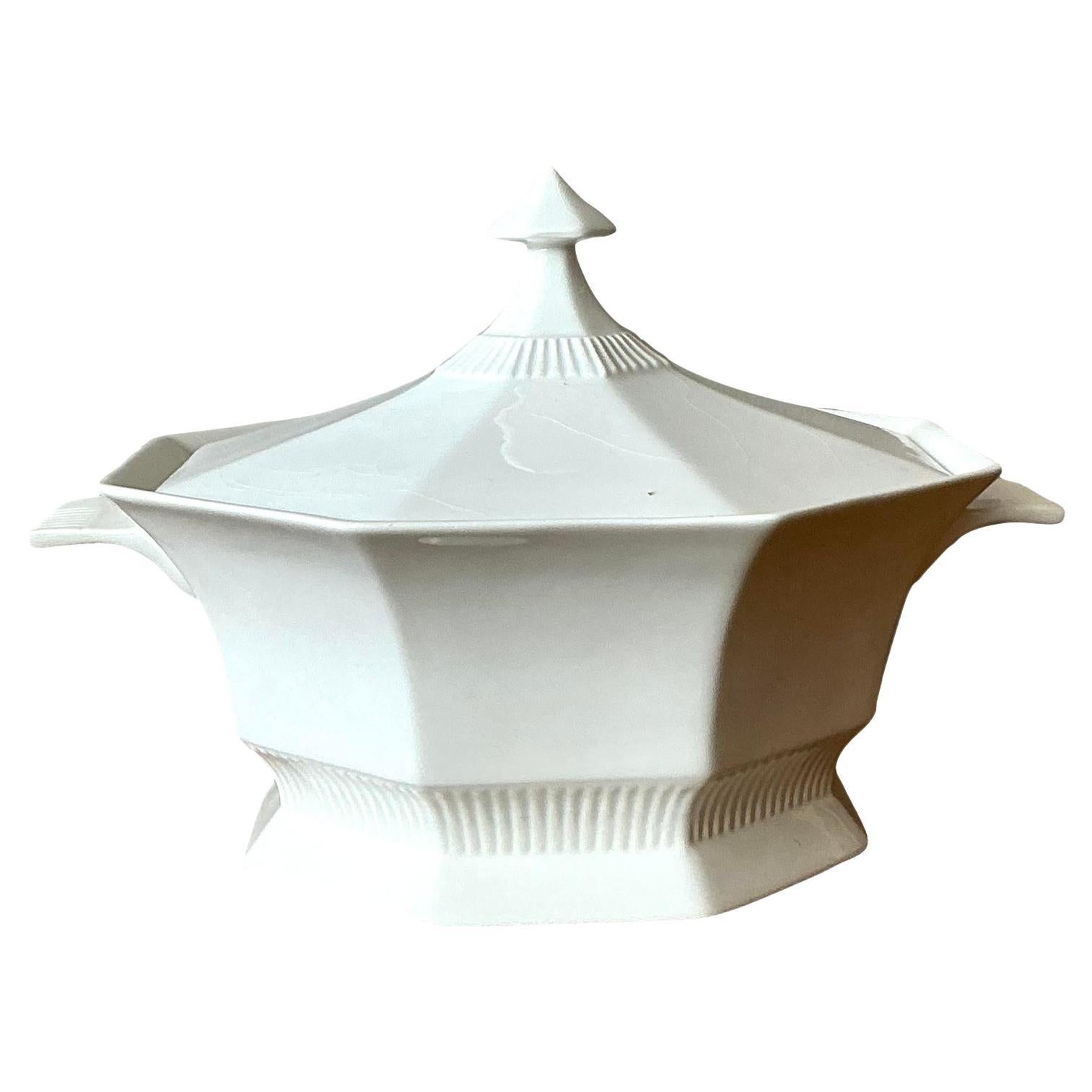 Vintage Boho Ironstone Lidded Bowl