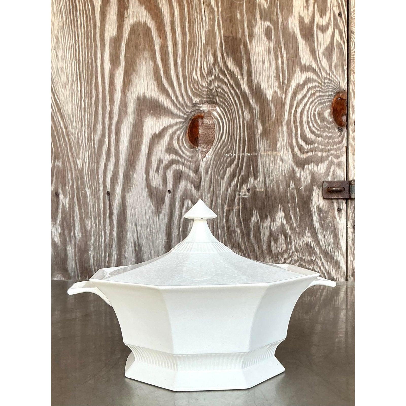 Cazuela Vintage Boho con Tapa de Ironstone Japonés en venta