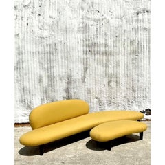 Vintage Boho Isamu Noguchi Biomorphic Sofa And Ottoman