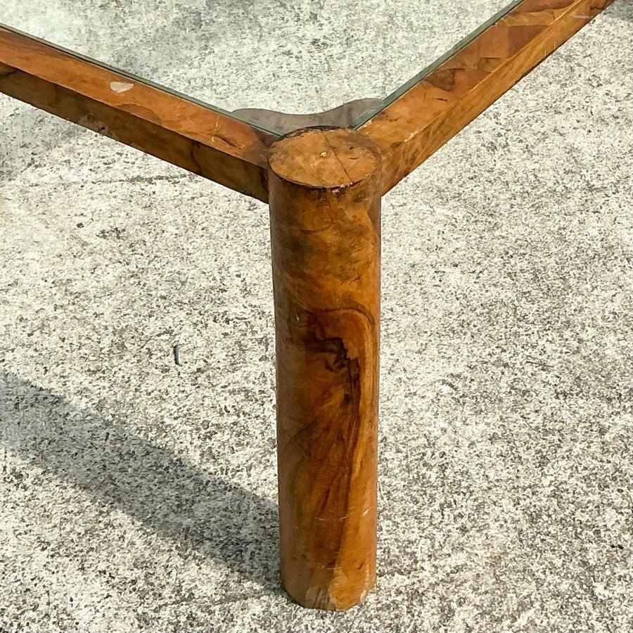Tavolino da caffè vintage in legno d'ulivo di radica italiana Boho in vendita 1
