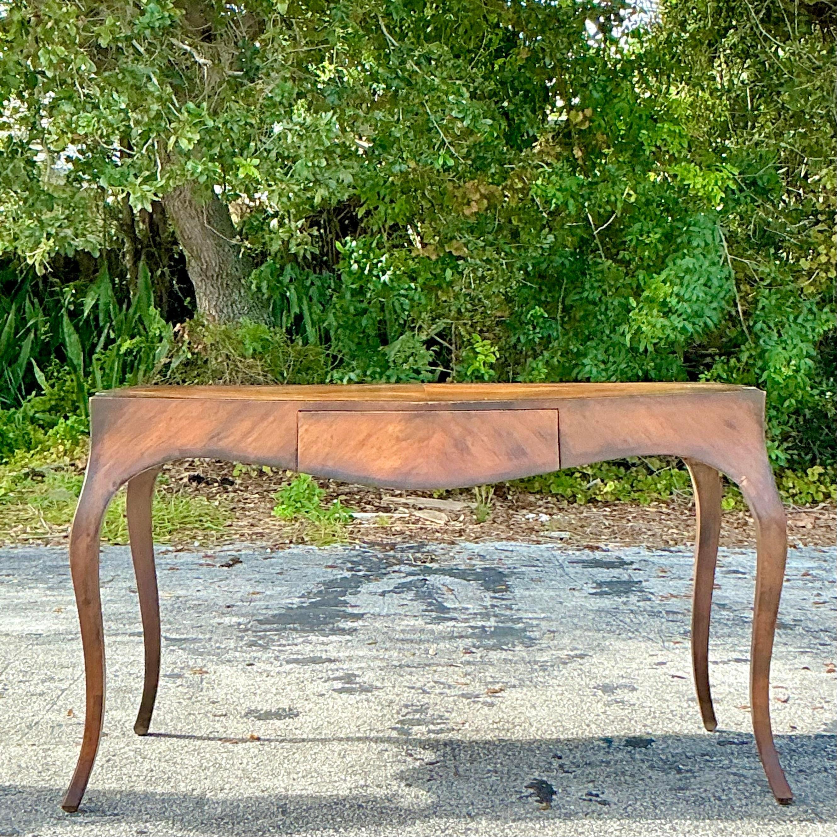 Nodo Scrivania vintage in legno di radica italiano Boho