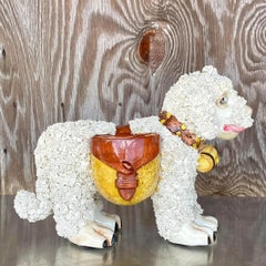 Vintage Boho Italian Ceramic Dog Planters - a Pair