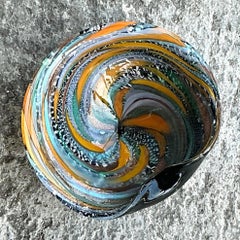 Vintage Boho Italian Glass Swirl Bowl After Murano