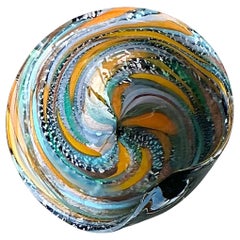 Vintage Boho Italian Glass Cuenco Remolino Después de Murano