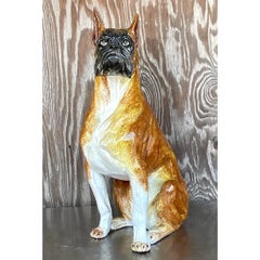Vintage Boho Italian Glazed Ceramic Boxer