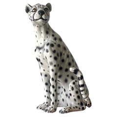 Retro Boho Italian Glazed Ceramic Cheetah