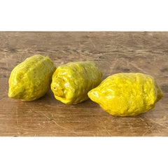 Vintage Boho Italian Glazed Ceramic Lemons - Set of 3