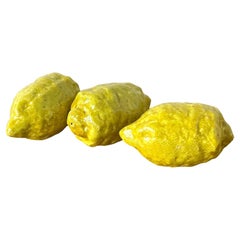 Vintage Boho Italian Glazed Ceramic Lemons - Set of 3