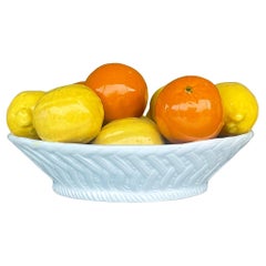 Vintage Boho Italian Glazed Ceramic Oranges and Lemons