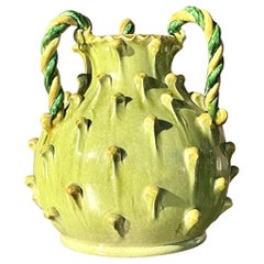 Vintage Boho Italian Glazed Ceramic Vase
