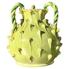 Vase italien vintage Boho en céramique émaillée