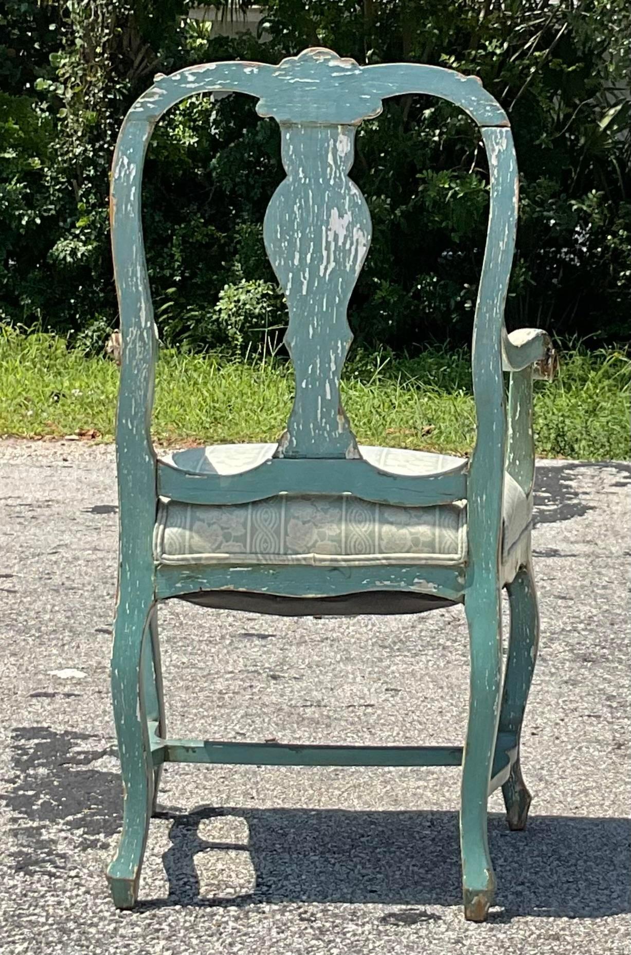 Vintage Boho Italian Hand Painted Arm Chair For Sale 2