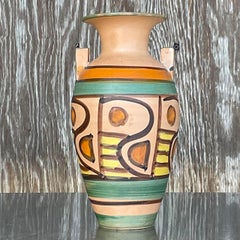 Vintage Boho Italian Hand Painted Vase