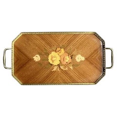 Bandeja Galería Vintage Boho Italiana Marquetería Latón