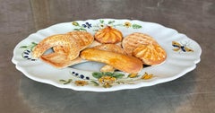 Vintage Boho Italian Matte Glazed Majolica Plate of Cookies