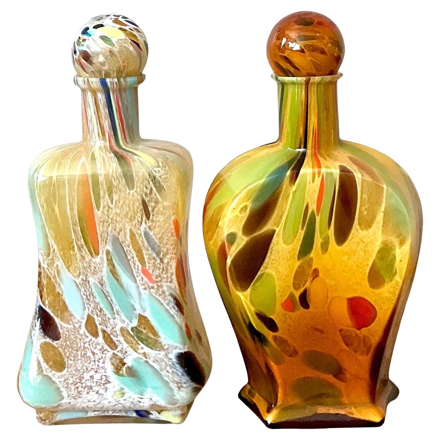 Bottiglie vintage in vetro di Murano - Set di 2 bottiglie